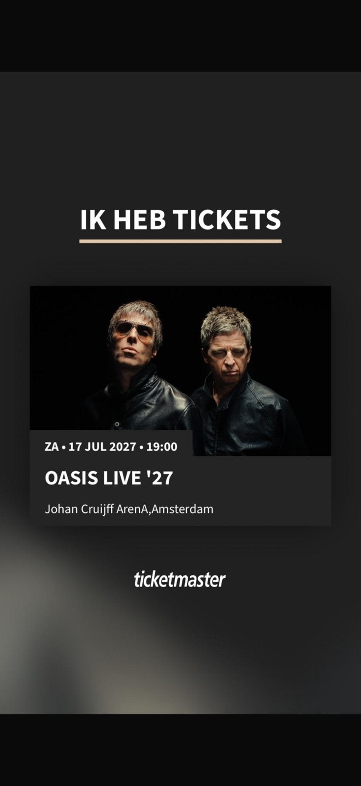 Oasis Live ‘27 Ticket 17 juli, Eén persoon, Juli