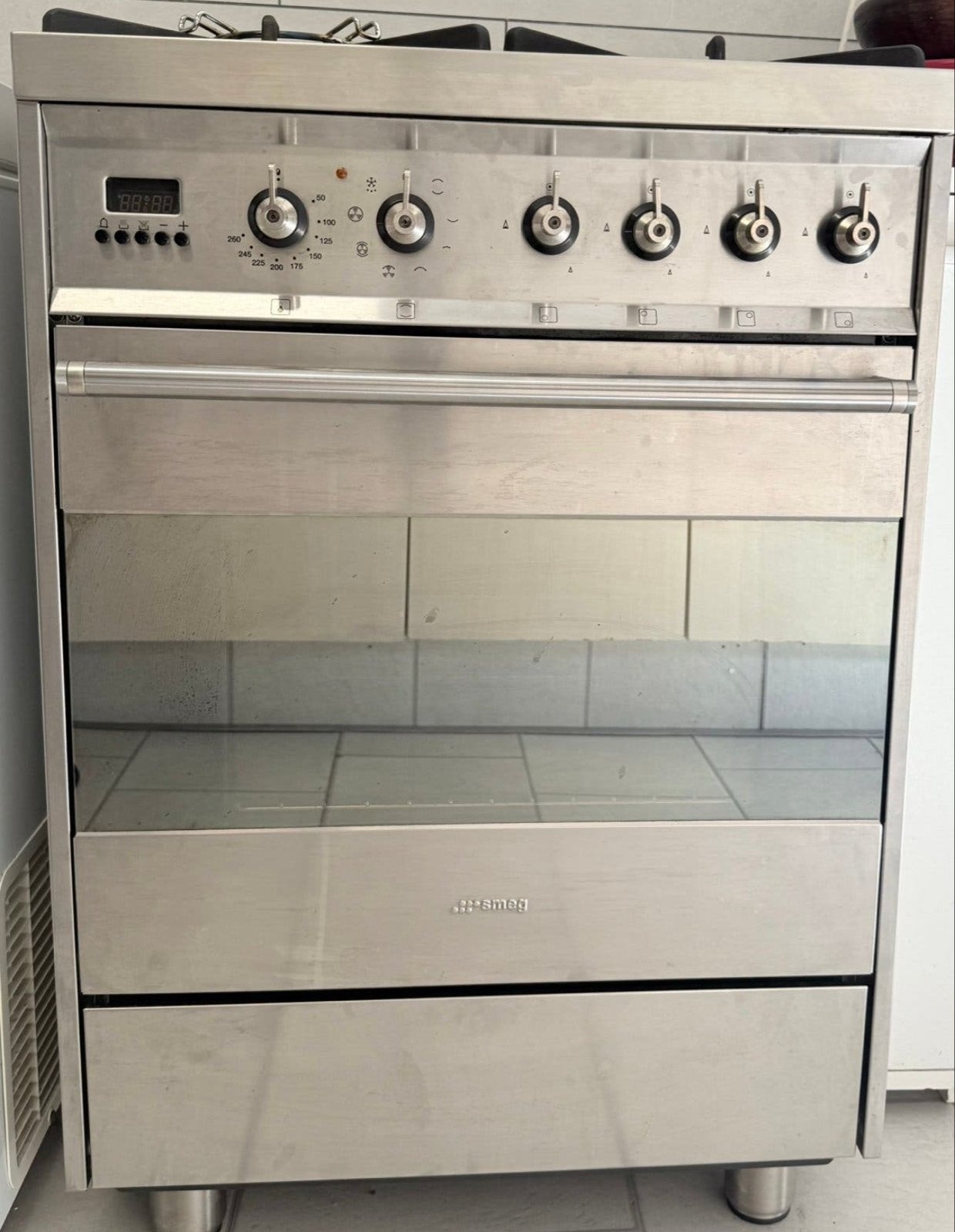 Smeg Fornuis met Gas Kookplaat en Oven - RVS, Witgoed en Apparatuur, Fornuizen, Ophalen, Gebruikt, 60 cm of meer, Grill