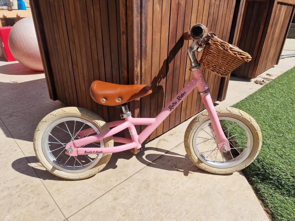 Loopfiets Bandits and Angels Retro Rider roze met mandje, Ophalen, Minder dan 16 inch