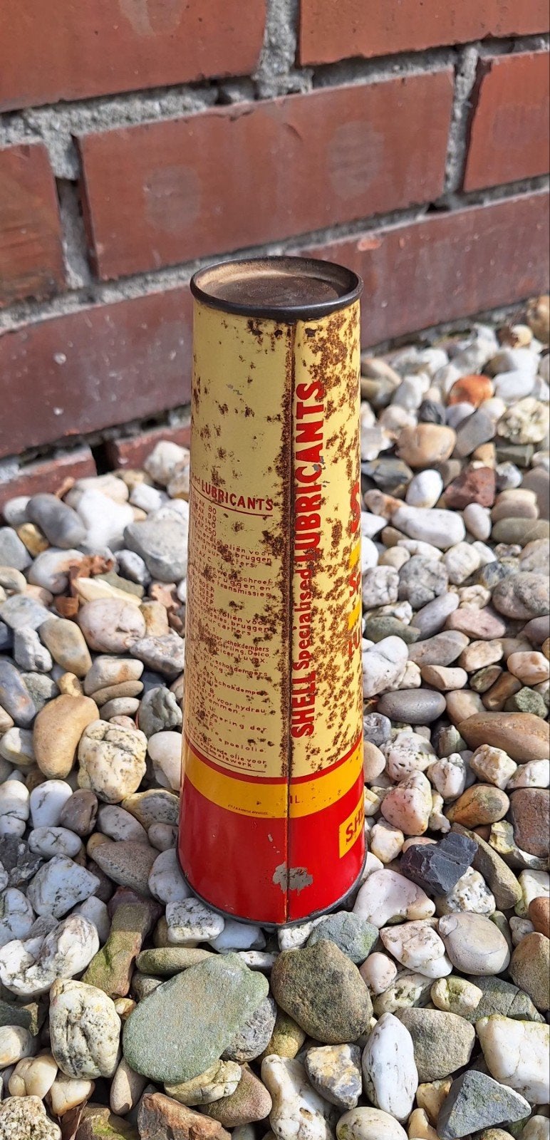 Shell Dentax kegelvormig, conisch olieblik jaren '30/'40., Gebruikt, ., Shell, .