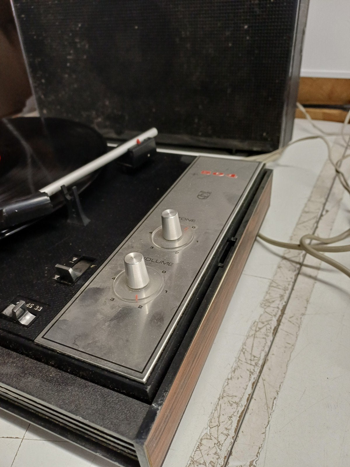 Philips 504 Platenspeler uit 1971 - Werkt Prima!, Ophalen of Verzenden, Gebruikt, Platenspeler, Philips