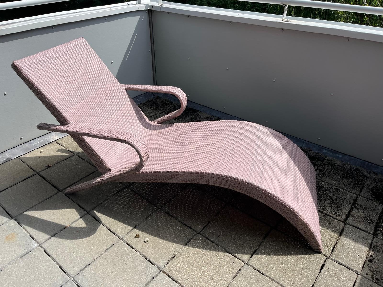 Wicker tuin Ligstoel met Madison Kussen - Zgan, Ophalen, Zo goed als nieuw, Wicker