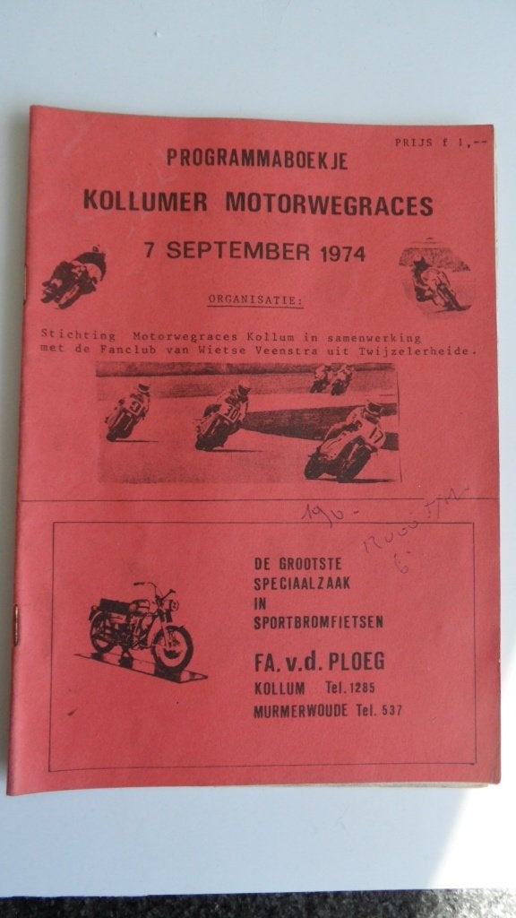 Kollumer motorwegraces 1974 programmaboekje, Verzamelen, Verzenden, Gebruikt, Motoren