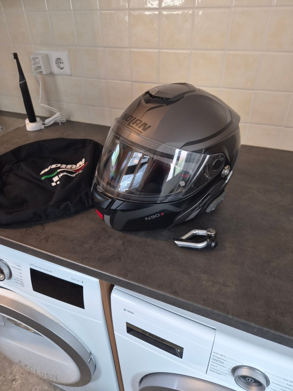 Nolan N90-2 Systeemhelm Maat M met Sena Communicatie, Motoren, Kleding | Motorhelmen, Ophalen of Verzenden, Tweedehands, Systeemhelm