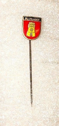 emaille speld Olijslager met het wapen van Middelburg, Ophalen of Verzenden, Overige onderwerpen, Speldje of Pin