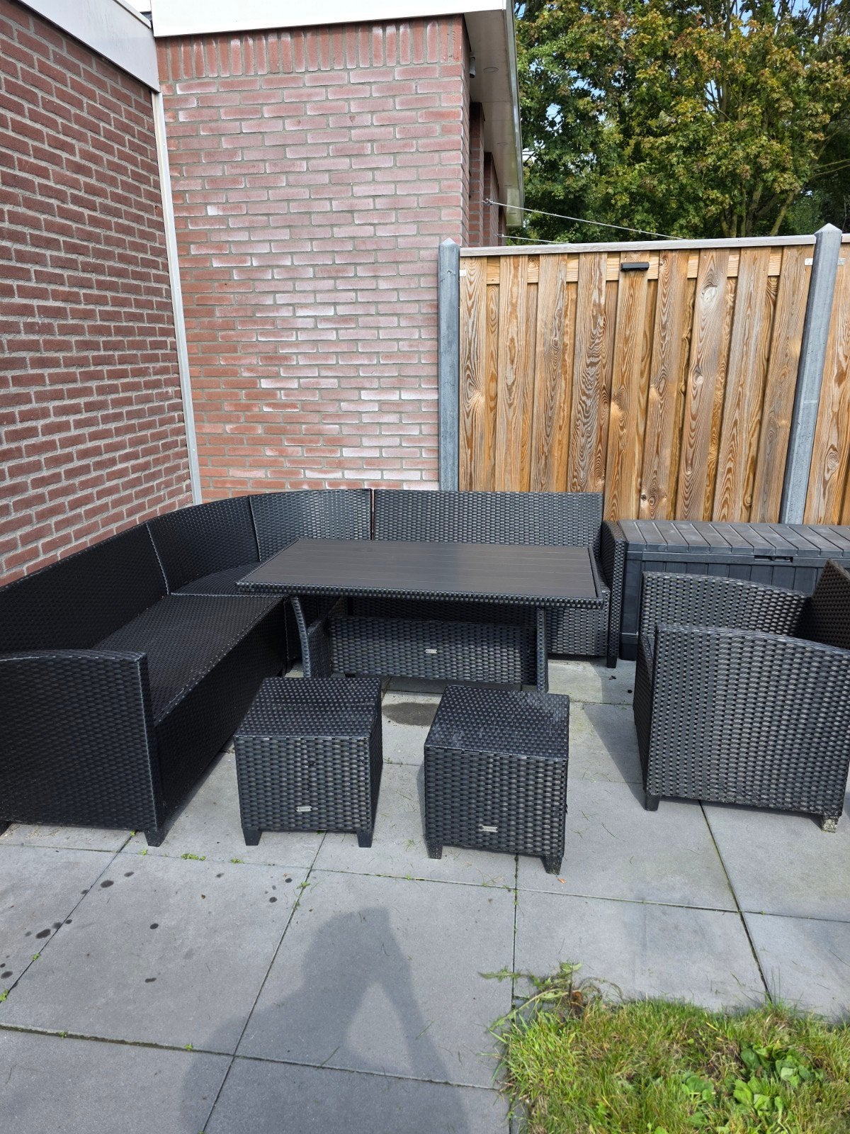 Casaria Wicker Loungeset met Keter Opbergboxen, Tuin en Terras, Ophalen, 6 zitplaatsen, Bank, Zo goed als nieuw