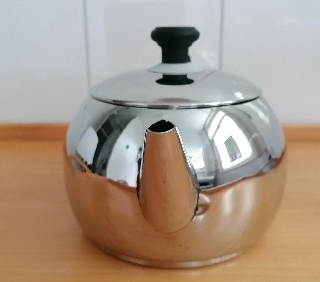 Glanzende theepot Rvs 1liter, gebruikt € 7,70, Theepot/fluitketel, Gebruikt, Zilver, Ophalen of Verzenden