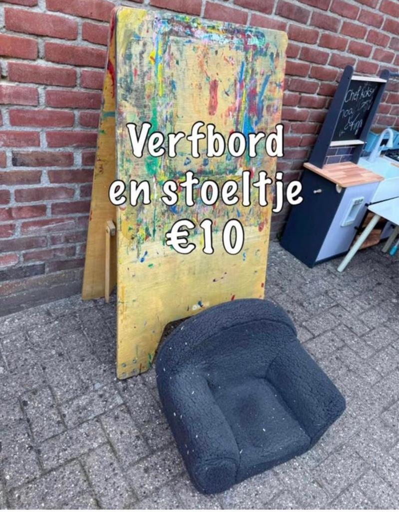 Verfbord met stoeltje, Ophalen, Gebruikt