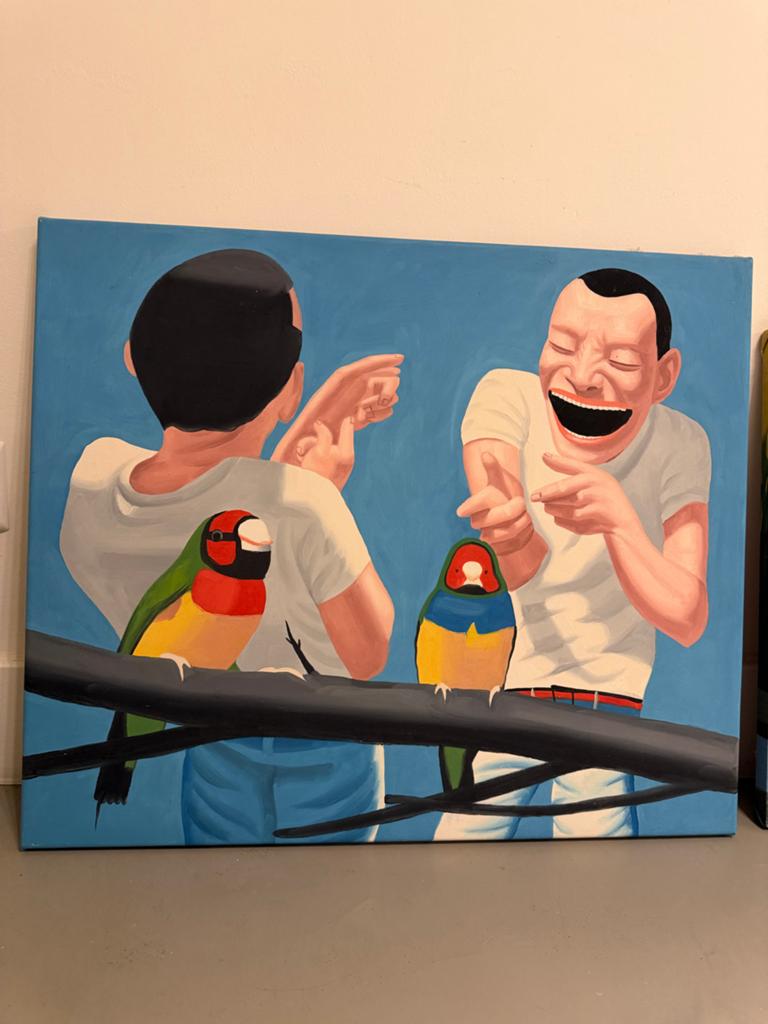 Canvas 62x53 cm in Yue Minjun stijl - Ophalen, Ophalen