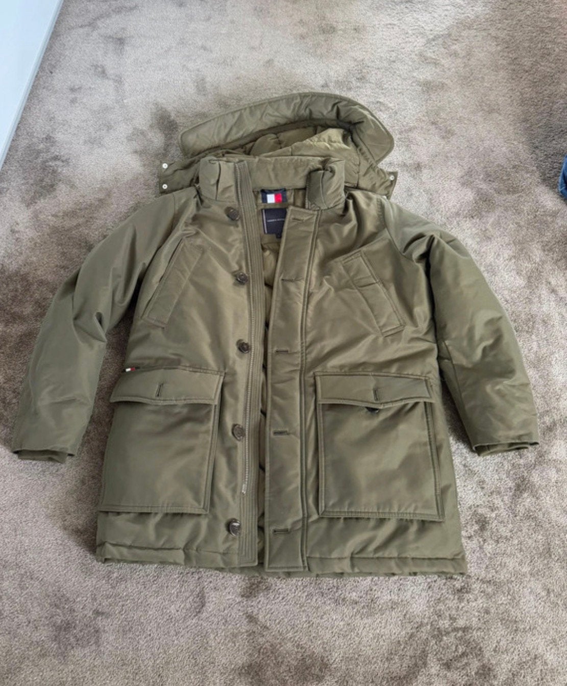 Parka dons, Tommy Hilfiger, Ophalen of Verzenden, Zo goed als nieuw, Maat 52/54 (L), Groen