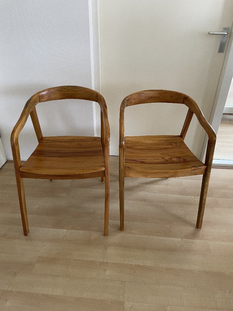 Caddo eetkamerstoel massief teakhout natural bruin (2 stuks), Huis en Inrichting, Stoelen, Ophalen, Twee, Bruin, Zo goed als nieuw