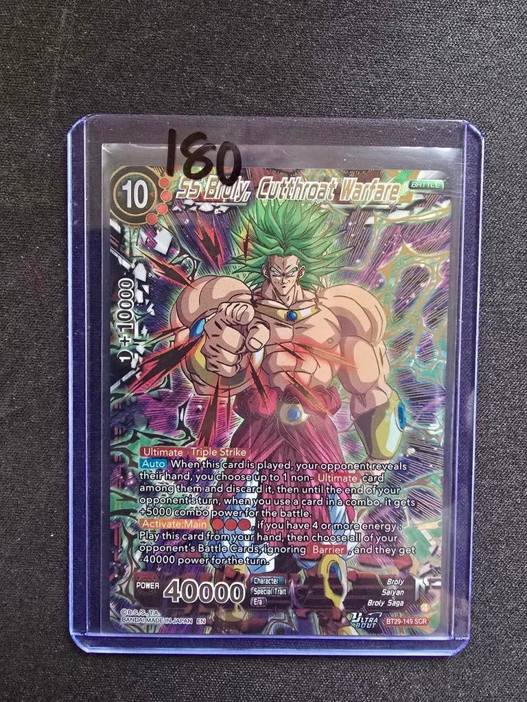 SS Broly, Cutthroat Warfare SCR Dragon Ball Super Card, Ophalen of Verzenden, Zo goed als nieuw, Losse kaart, Foil
