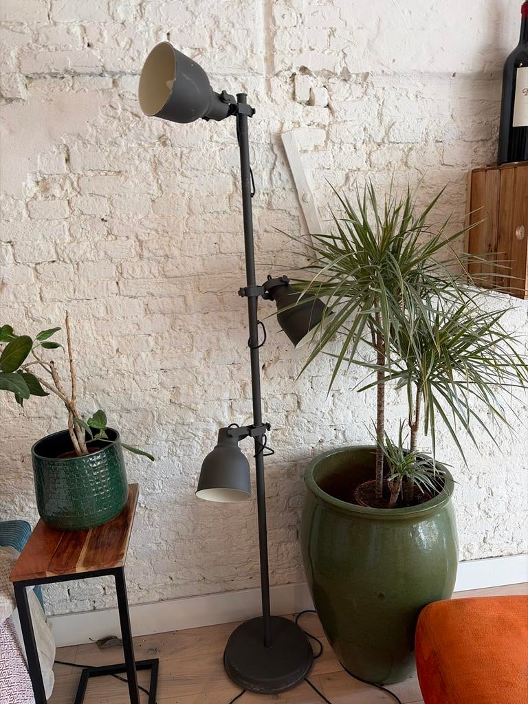 Moderne Vloerlamp met 3 Verstelbare Spots - Donkergrijs, Ophalen of Verzenden, Gebruikt, Metaal, 150 tot 200 cm