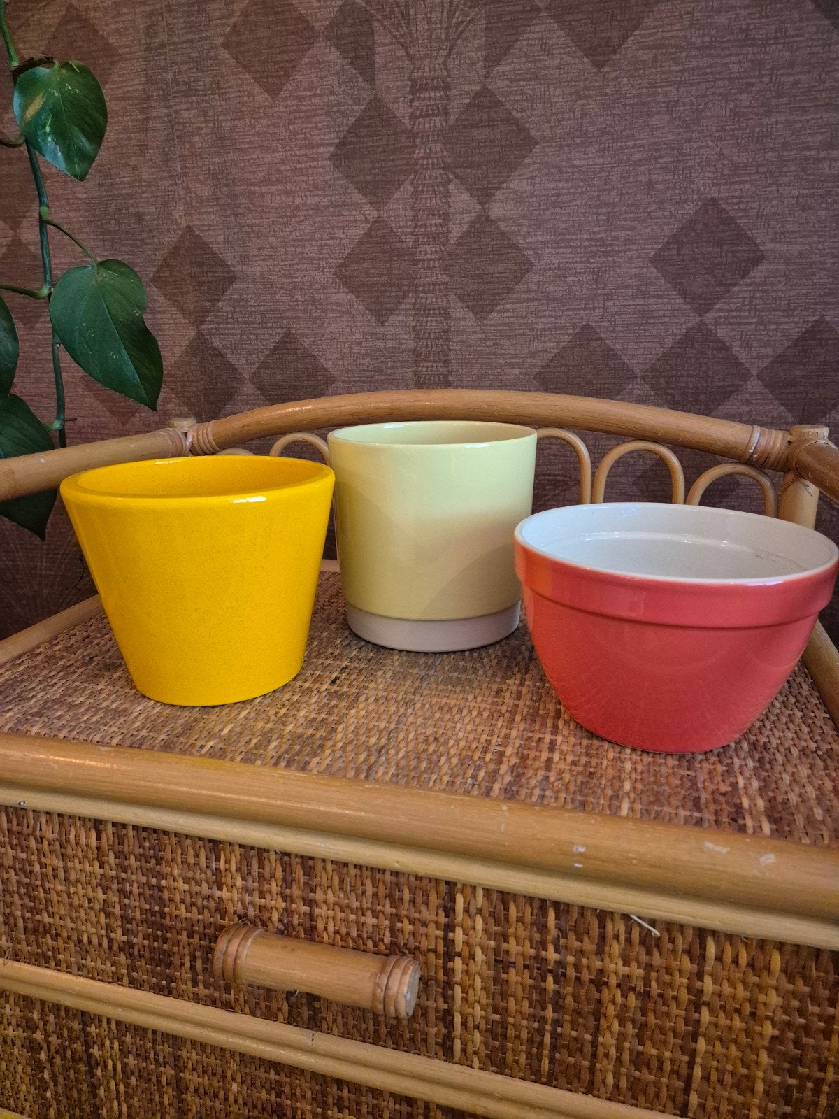 Set van 3 kleurrijke potten/kommen - Gebruikt, Ophalen, Gebruikt, Rond, Aardewerk