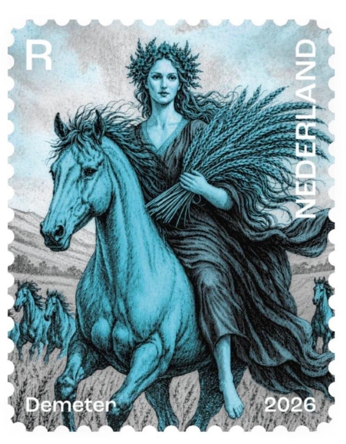 Te koop: cryptozegel postnl Demeter blauw postfris, Verzenden, Na 1940, Postfris