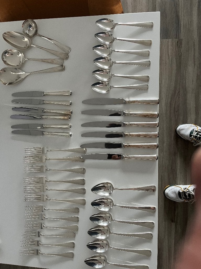 Antiek bestek Haags lofje 6 delig 90 ( 40 delig), Antiek en Kunst, Ophalen of Verzenden