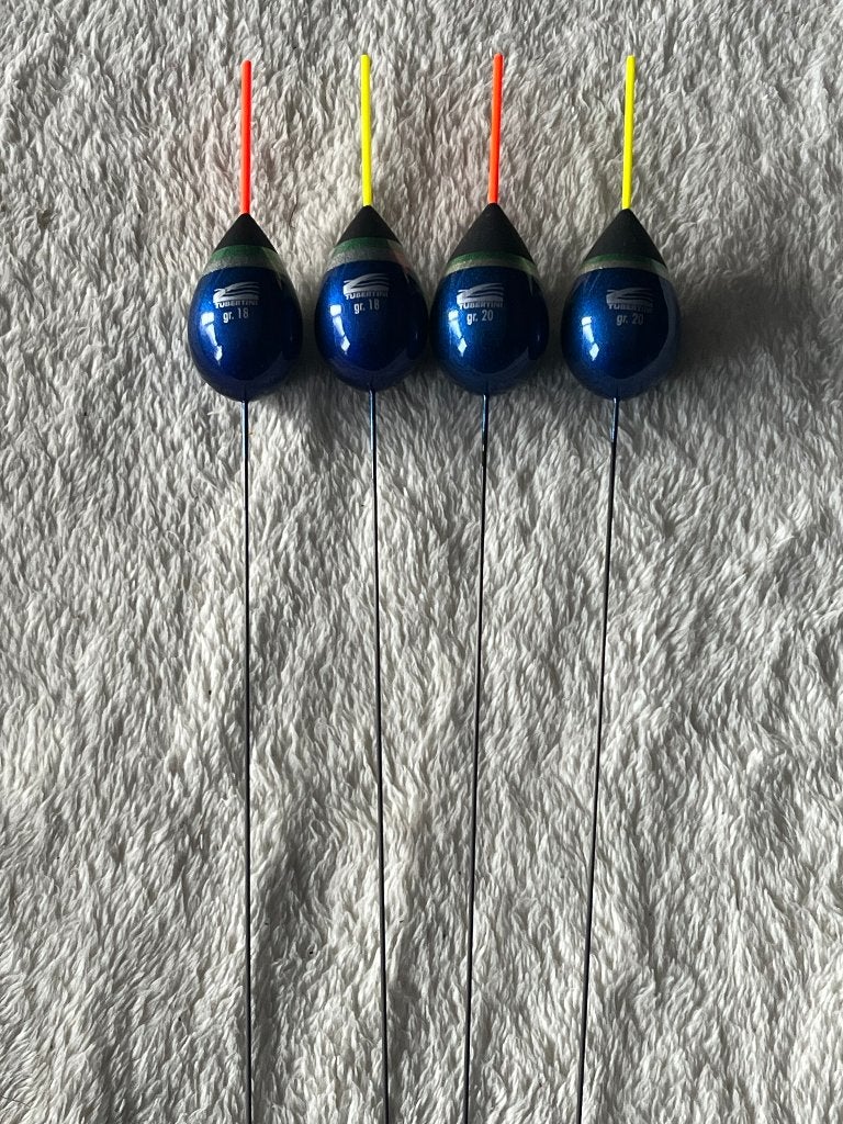adv 174 / NIEUW serie 4 dobbers TUBERTINI, Watersport en Boten, Ophalen of Verzenden, Nieuw, Dobber of Lood