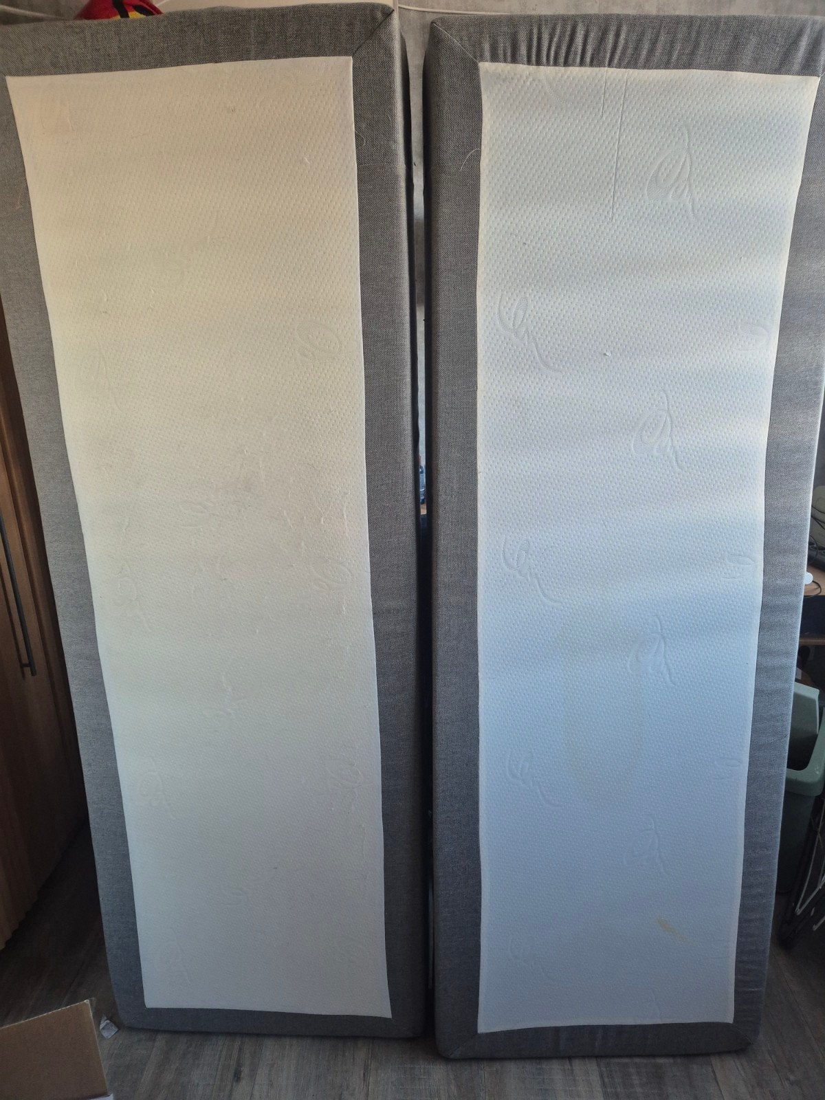 Gratis 2 boxspring matrassen 70x200, Ophalen, Gebruikt, 200 cm, Grijs
