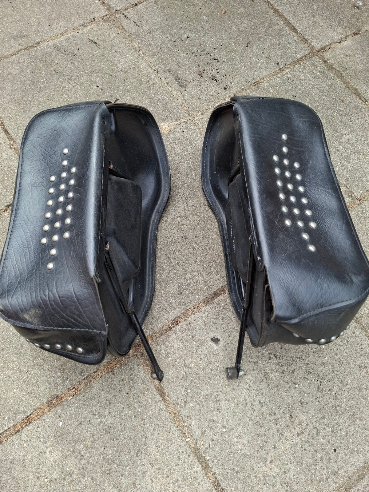 Set van 2 Harley Davidson leren tassen, vintage, zwart, Ophalen of Verzenden, Gebruikt