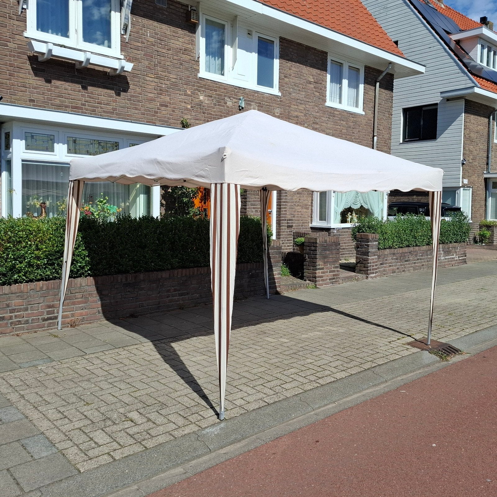 Partytent 3 x 3 m crèmewit en bruin, Ophalen, Minder dan 5 meter