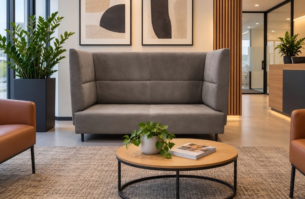 Luxe hoge bank TRAY Jess echt leer wachtruimte akoestisch