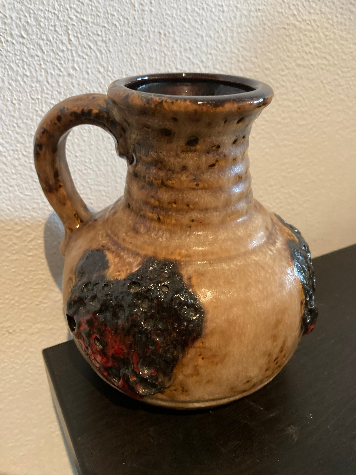 Bay Keramiek 631-14 Art Aardewerk Druipglazuur Vaas, Ophalen of Verzenden