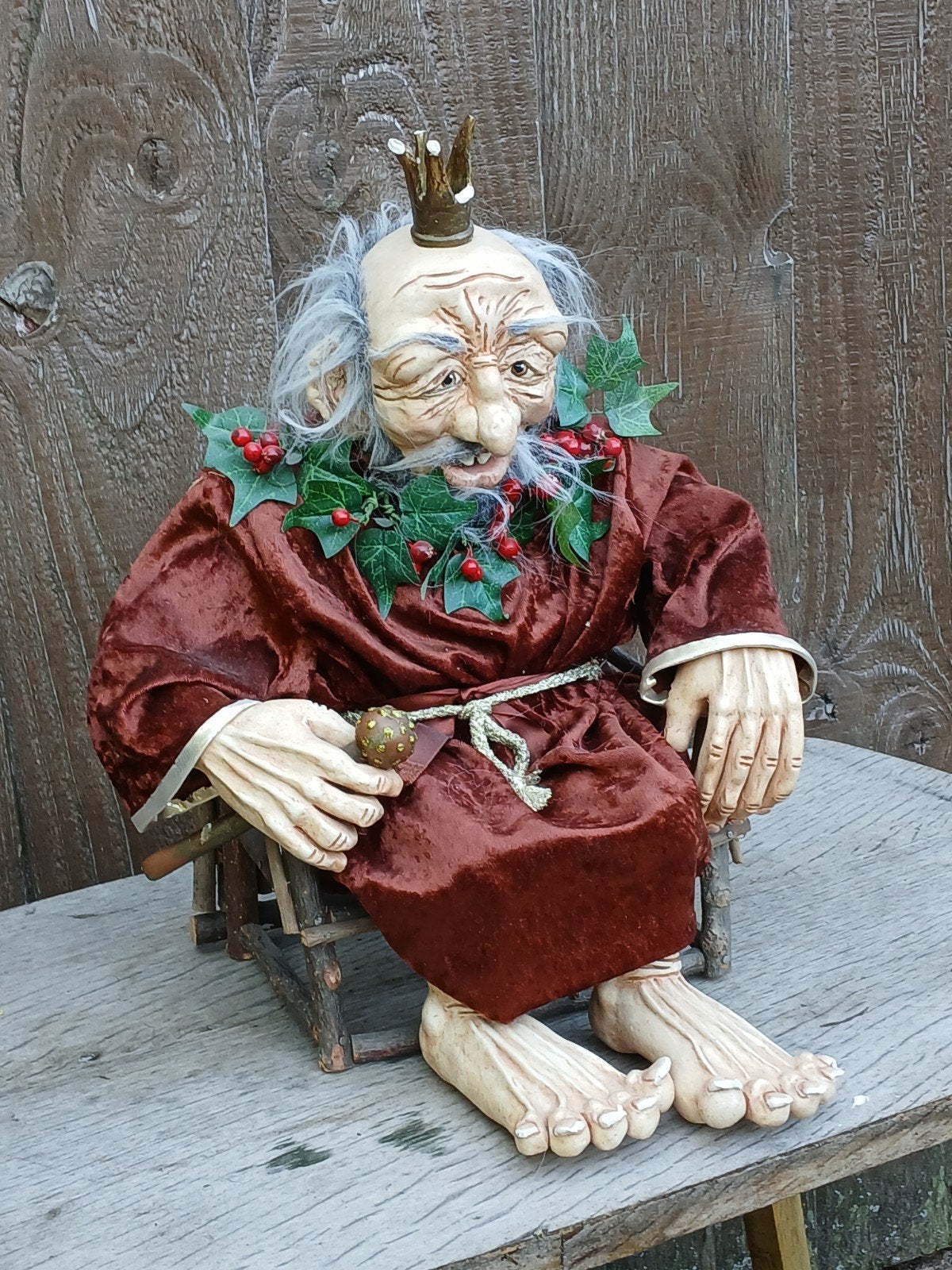 Trollenkoning Efteling-stijl beeld in stoel, Verzamelen, Ophalen of Verzenden, Gebruikt