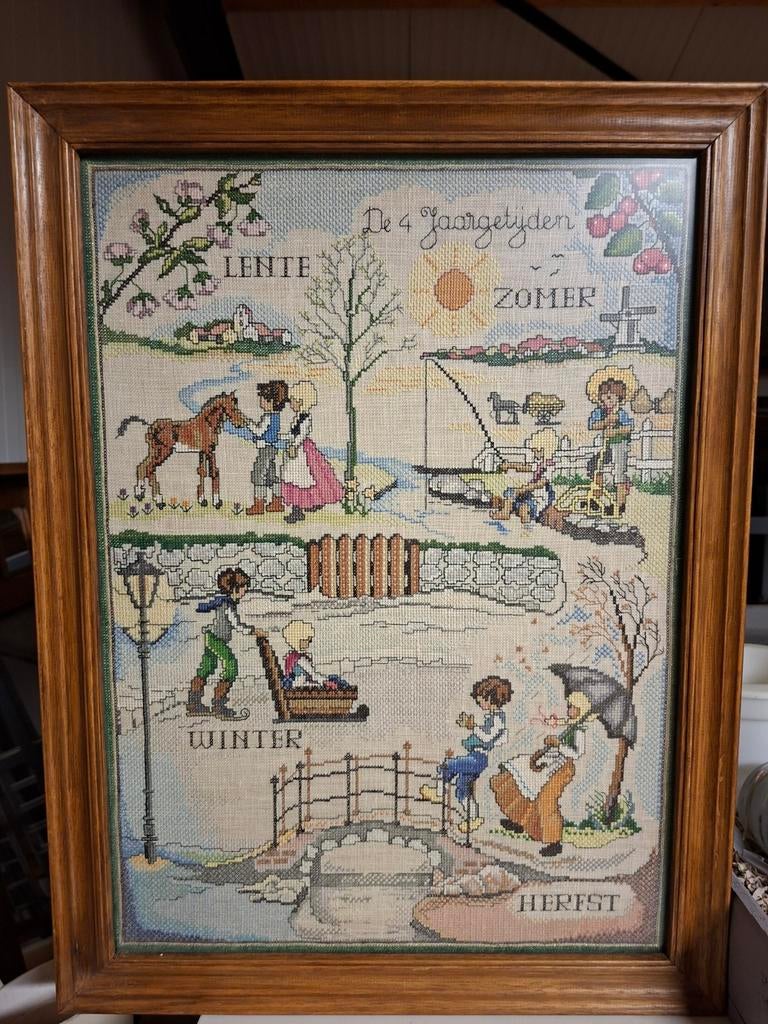 Schilderij geborduurd, Antiek en Kunst, Ophalen