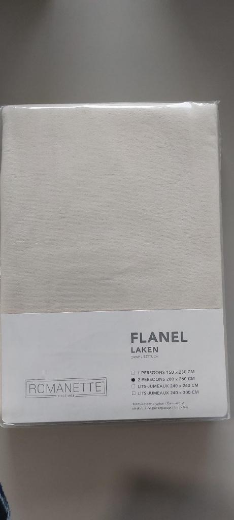 Romanette Flanel laken Sand 2 persoons, Overige kleuren, Overige typen, Ophalen of Verzenden, Nieuw