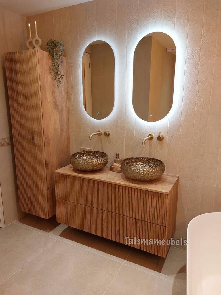 Badkamermeubel met lamel motief (maatwerk), Huis en Inrichting, Badkamer | Badkamermeubels, 100 tot 150 cm, Nieuw, Ophalen of Verzenden