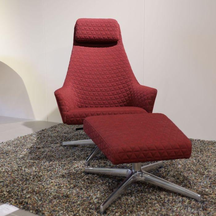 Arco Sketch Lounge draaifauteuil met poef rood, Huis en Inrichting, Fauteuils, Stof, 50 tot 75 cm, 75 tot 100 cm, Ophalen of Verzenden