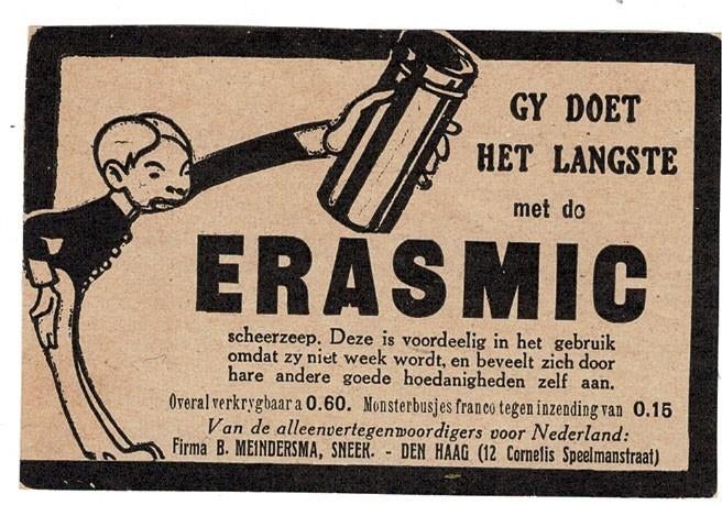Gy doet het langste met de ERASMIC SCHEERZEEP 1914, Verzenden, Zo goed als nieuw, Overige typen