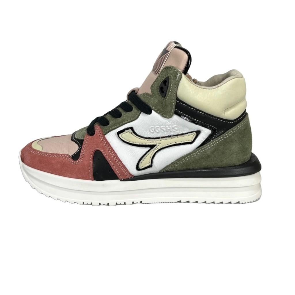 GIGA maat 33 lerensneaker/rits roze/groen - gratis verzenden, Kinderen en Baby's, Kinderkleding | Schoenen en Sokken, Info@giga.nl