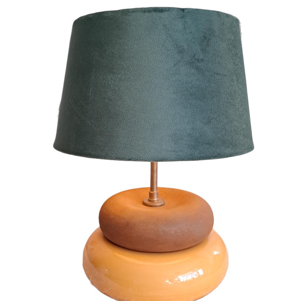 Vintage Kostka lamp oranje bruin velvet kap jaren 70 retro, Huis en Inrichting, Retro, vintage, Gebruikt, -, Frankrijk