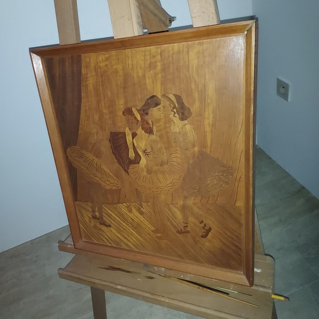 Houten Inleg Schilderij - Balletdansers Marqueterie, Ophalen of Verzenden