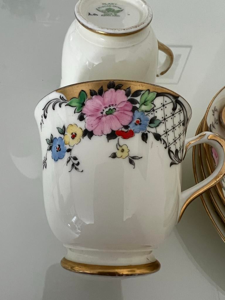 Vintage Plant Tuscan China Theekopjes en Schotels, Ophalen of Verzenden