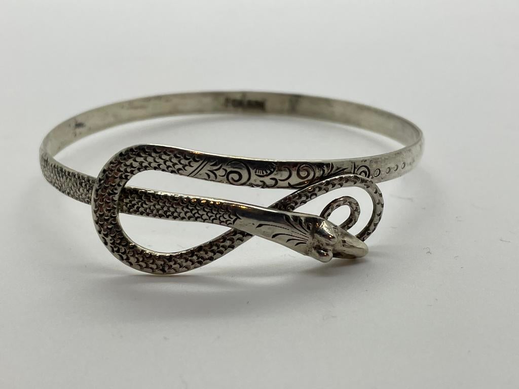 C469 Prachtige zilveren armband slang sierlijk, Ophalen of Verzenden, Zilver, Armband