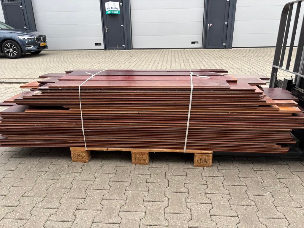 44 m2 massieve Jatoba parketvloer . 18 cm breed 2 cm dik, Gebruikt, 2e hands product, 2e hands product, 2e hands product