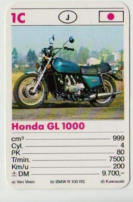 F2 motorkaartje 1c honda gl 1000, Ophalen of Verzenden, Zo goed als nieuw, Motoren