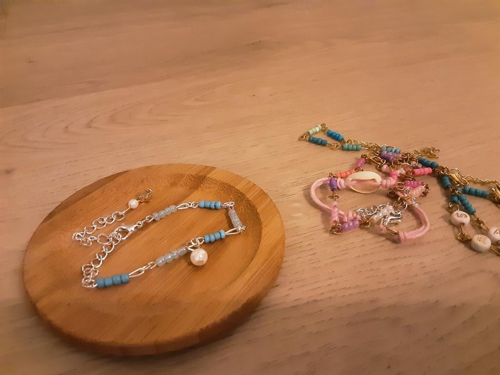 Blauw Zilver Armbandje - Handgemaakt & Verstelbaar, Blauw, Nieuw, Ophalen of Verzenden, Met bedels of kralen