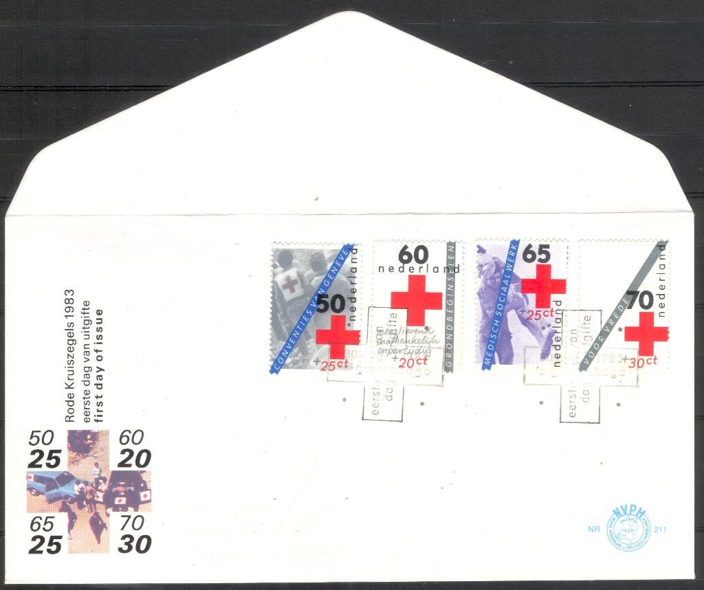 E211 - Rode Kruis zegels 1983, Postzegels en Munten, Postzegels | Eerstedagenveloppen, Ophalen of Verzenden, Beschreven, Nederland