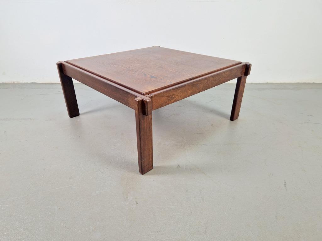 Vintage Minimalistisch design Wengé salontafel ‘70 Denmark, Gebruikt, 100 tot 150 cm, Vierkant, Minder dan 50 cm