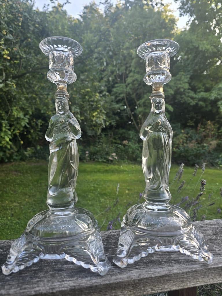 Val Saint Lambert Kandelaars, ca. 1910, Ophalen of Verzenden, Glas