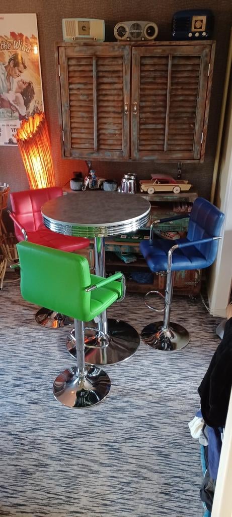 fifties/sixtes bartafel met barstoelen, Huis en Inrichting, Ophalen, Zo goed als nieuw