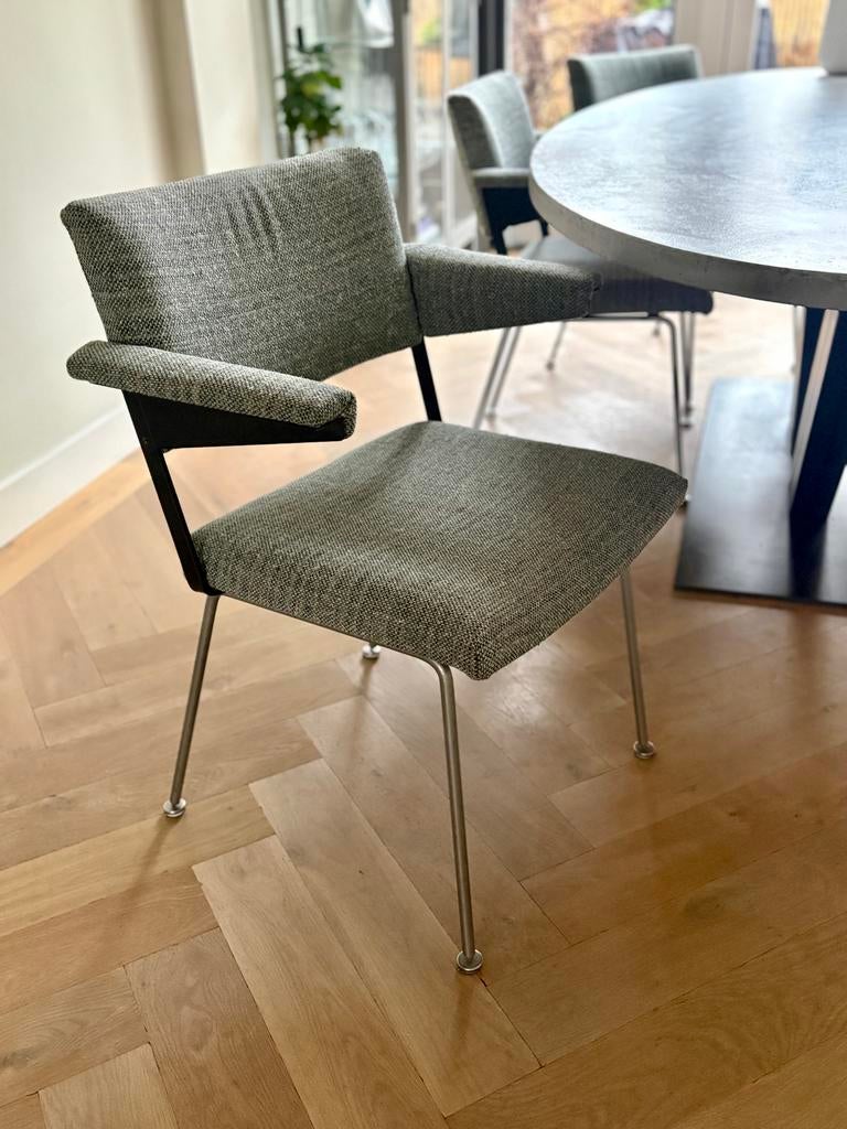 Gispen Cordemeyer Armstoelen - Set van 6, Huis en Inrichting, Stoelen, Gebruikt, Ophalen of Verzenden, Metaal, Grijs