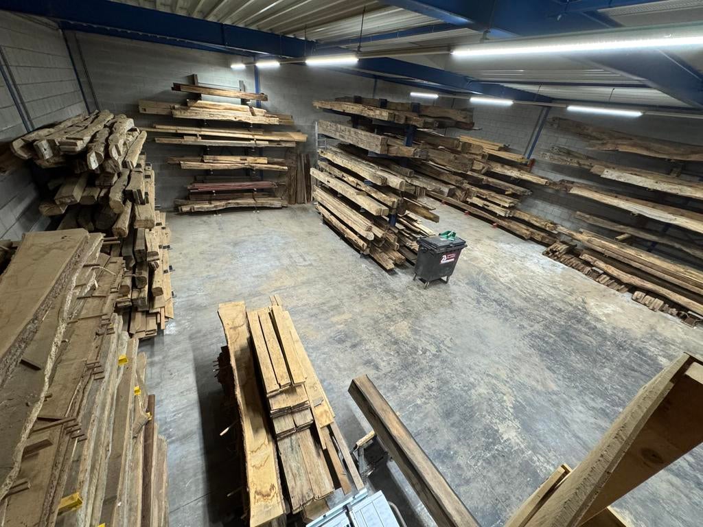 Eiken gebinten, balken, schaaldelen en planken, Doe-het-zelf en Verbouw, Eiken, Nieuw, Ophalen of Verzenden, 50 mm of meer