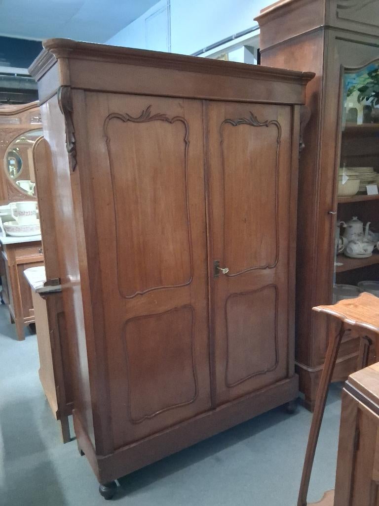 antieke mahonie biedemeier meidenkastje linnenkast  325,00, Ophalen, Gebruikt, Mahonie biedemeier, 150 tot 200 cm