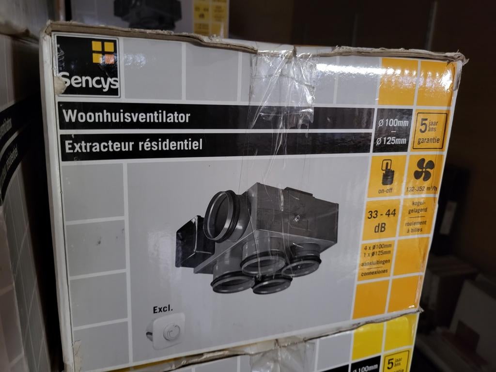 Woonhuisventilator centraal afzuiging Sencys 4x100, 1x125mm, Ophalen of Verzenden, Nieuw, Ventilator en Afzuiger