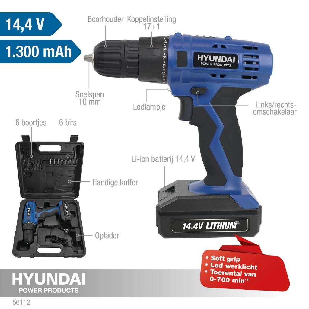 Hyundai Oplaadbare Schroef/boormachine 14,4V
