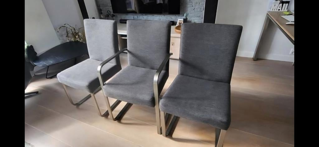 Bijenkorf eettafel en salontafel en eetkamerstoelen van Pie, Ophalen of Verzenden, Gebruikt, 4 tot 6 stoelen